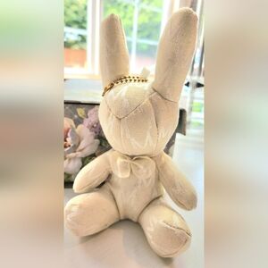 "M" Bunny Cream with Bow Tie Key Chain Book Bag Tag